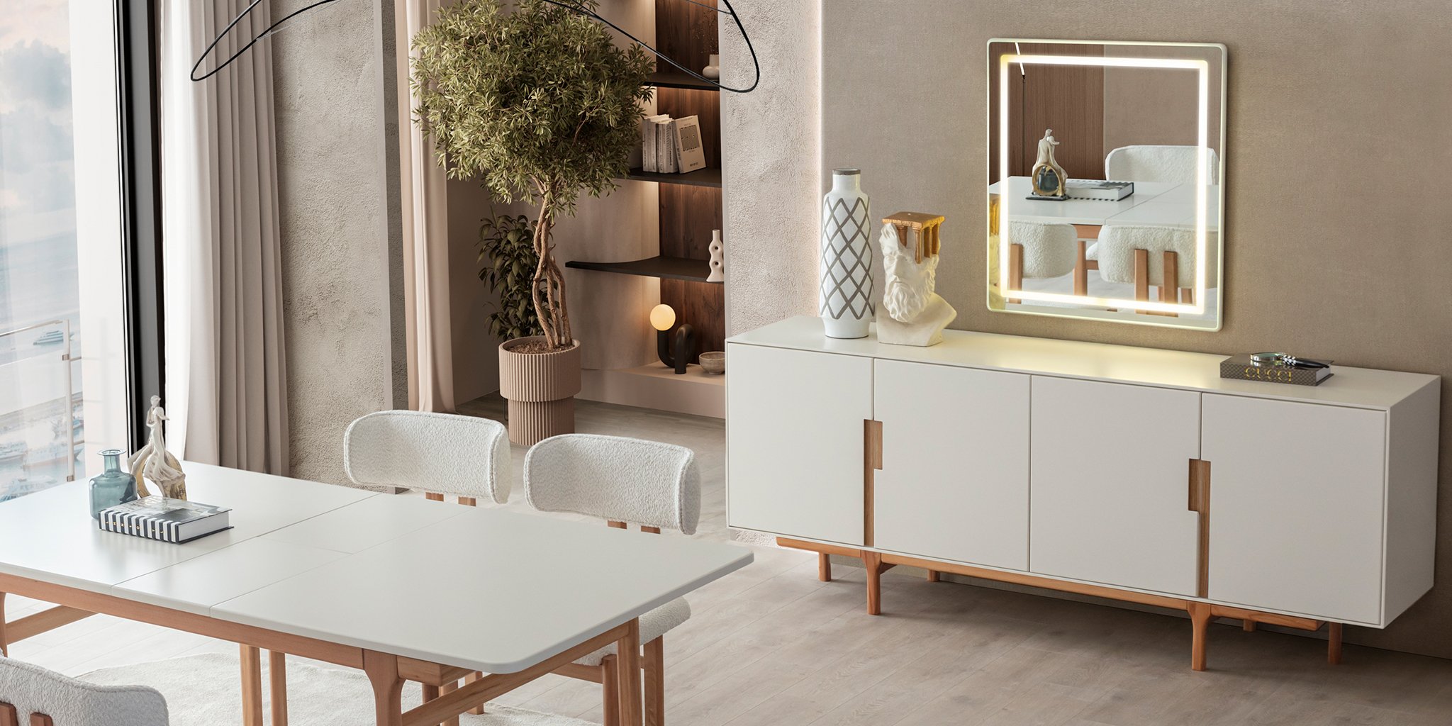Aura Yemek Odası Takımı Natural - İnegöl Mobilya