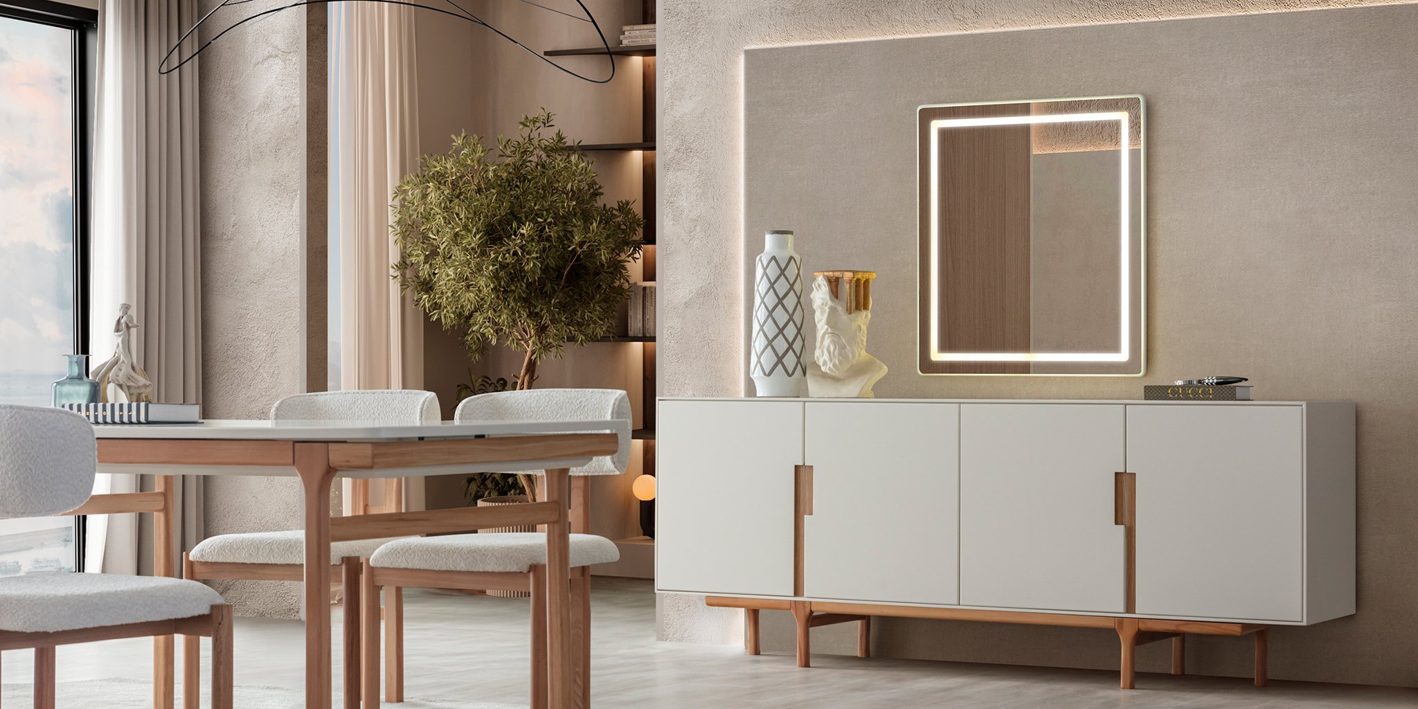 Aura Yemek Odası Takımı Natural - İnegöl Mobilya