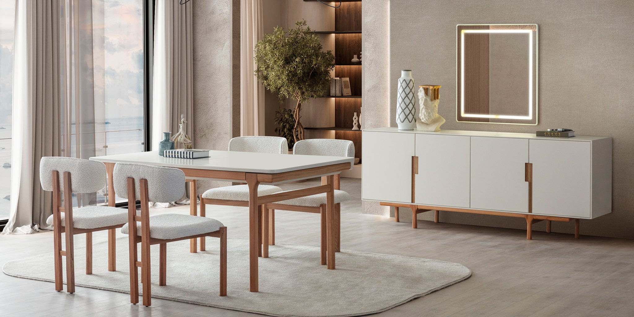 Aura Yemek Odası Takımı Natural - İnegöl Mobilya