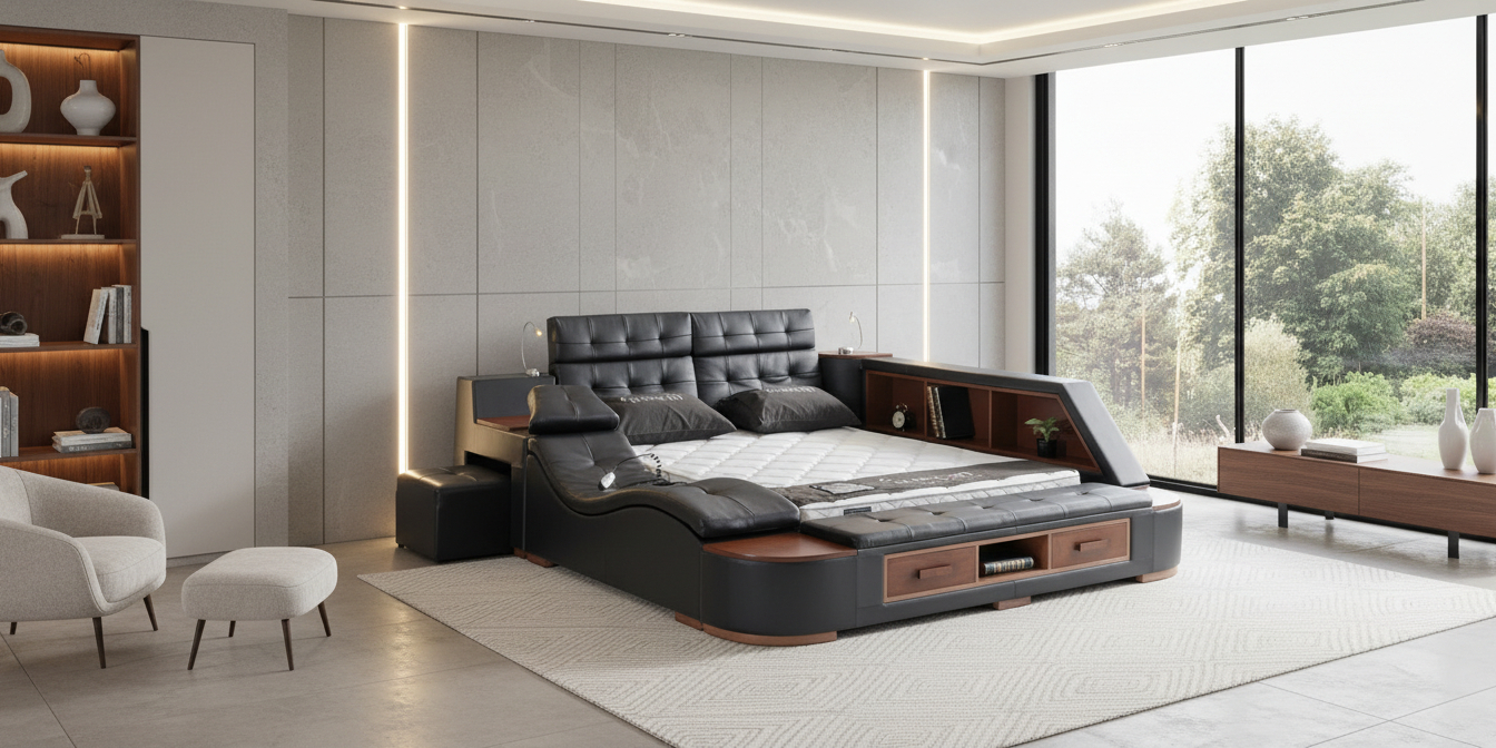 Lüxe Life Antrasit Karyola - İnegöl Mobilya