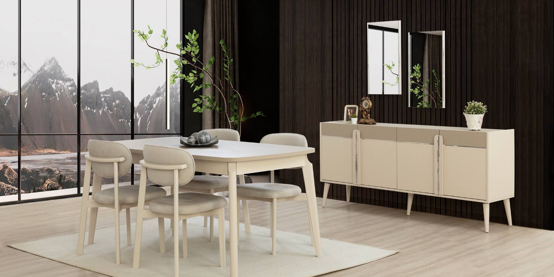 Loft Krem Yemek Odası Takımı - İnegöl Mobilya