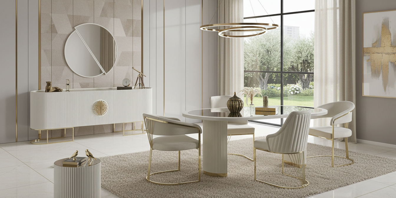 Gucci Yemek Odası Takımı Ekru - İnegöl Mobilya