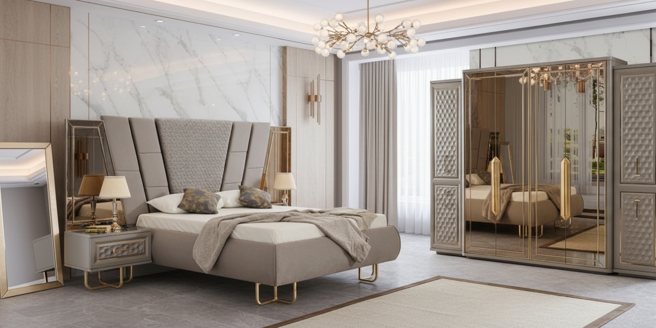 Lounge Yatak Odası Takımı Nehir Kumu - İnegöl Mobilya