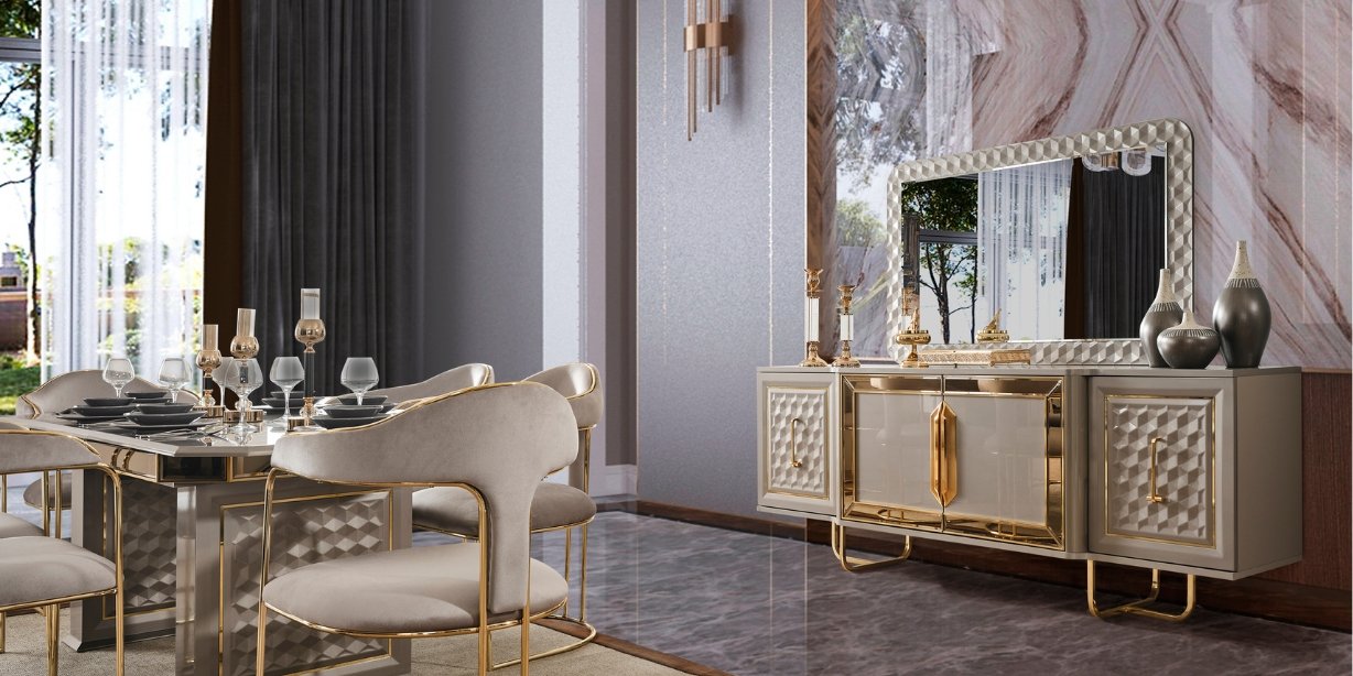 Lounge Yemek Odası Takımı Nehir Kumu - İnegöl Mobilya